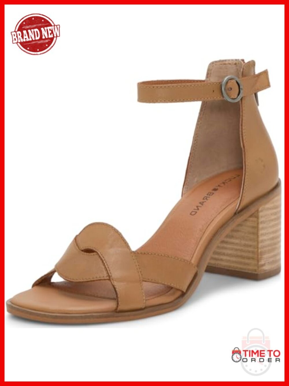 Sarwa Ankle Strap Heeled Sandal Leather Block Heel Open Toe